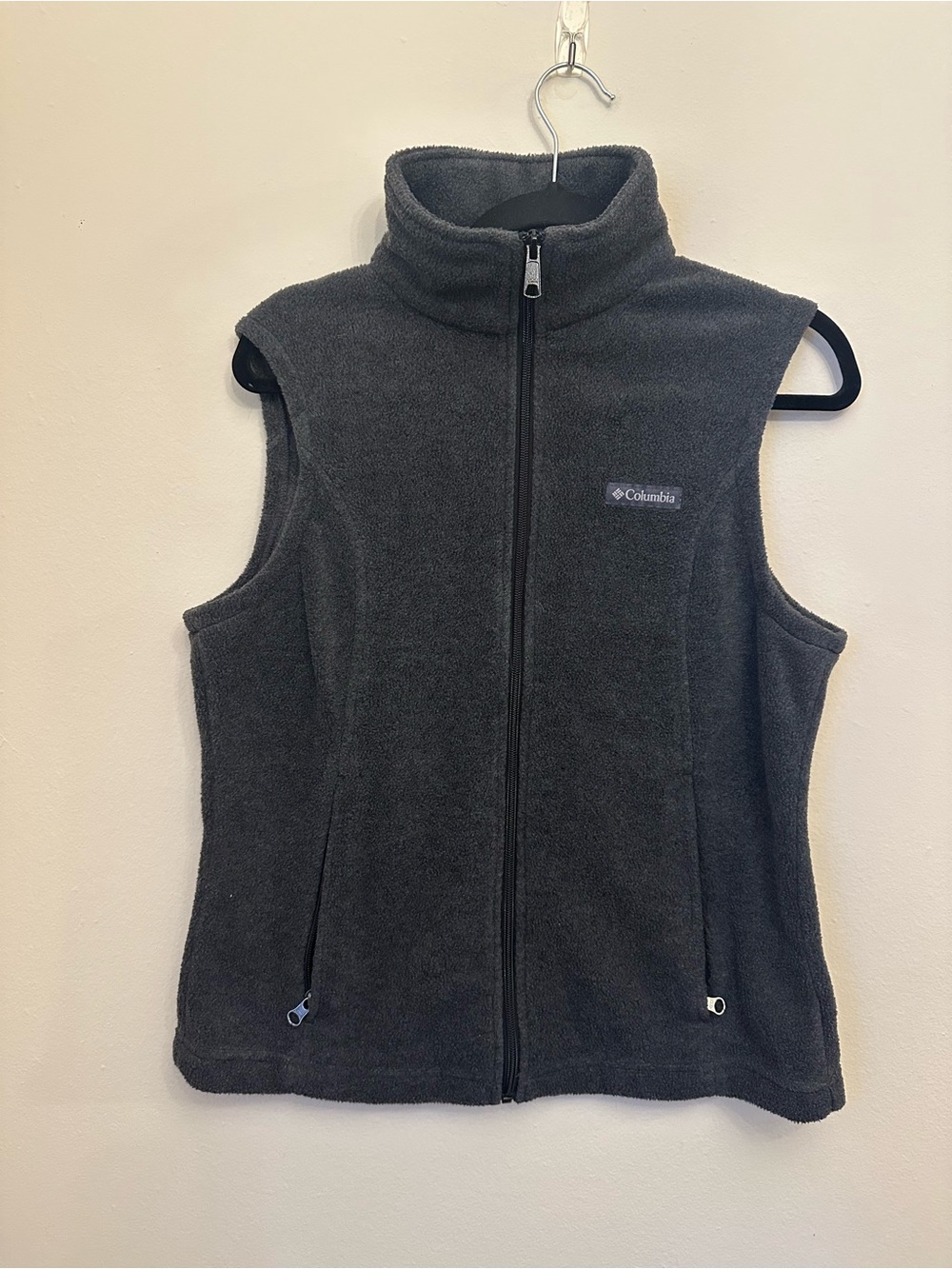 Columbia Benton Springs Women’s M Gray Fleece Vest Full Zip Hiking Outdoor Fall